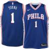 Blue Nick Young Twill Basketball Jersey -76ers #1 Young Twill Jerseys, FREE SHIPPING