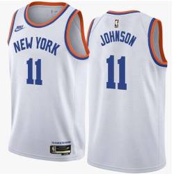 White Classic Neil Johnson Twill Basketball Jersey -Knicks #11 Johnson Twill Jerseys, FREE SHIPPING