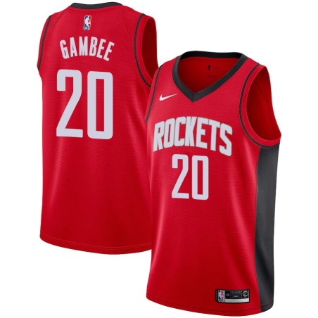 Red Dave Gambee Twill Basketball Jersey -Rockets #20 Gambee Twill Jerseys, FREE SHIPPING