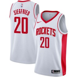 White Larry Siegfried Twill Basketball Jersey -Rockets #20 Siegfried Twill Jerseys, FREE SHIPPING
