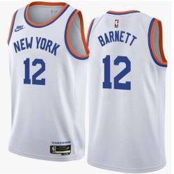 White Classic Dick Barnett Twill Basketball Jersey -Knicks #12 Barnett Twill Jerseys, FREE SHIPPING