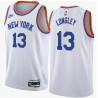 White Classic Luc Longley Twill Basketball Jersey -Knicks #13 Longley Twill Jerseys, FREE SHIPPING