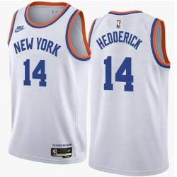 White Classic Herm Hedderick Twill Basketball Jersey -Knicks #14 Hedderick Twill Jerseys, FREE SHIPPING