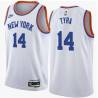 White Classic Charlie Tyra Twill Basketball Jersey -Knicks #14 Tyra Twill Jerseys, FREE SHIPPING