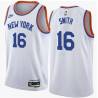 White Classic Bill Smith Twill Basketball Jersey -Knicks #16 Smith Twill Jerseys, FREE SHIPPING