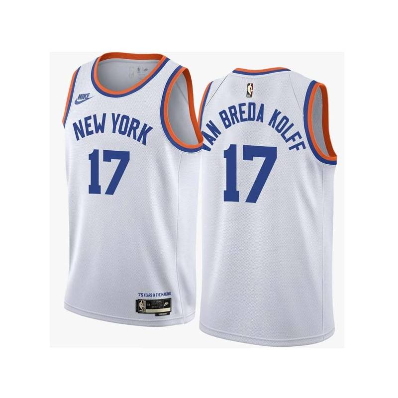 White Classic Butch Van Breda Kolff Twill Basketball Jersey -Knicks #17 Van Breda Kolff Twill Jerseys, FREE SHIPPING