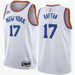 White Classic George Kaftan Twill Basketball Jersey -Knicks #17 Kaftan Twill Jerseys, FREE SHIPPING