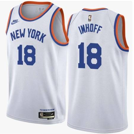 White Classic Darrall Imhoff Twill Basketball Jersey -Knicks #18 Imhoff Twill Jerseys, FREE SHIPPING