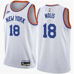 White Classic Wayne Molis Twill Basketball Jersey -Knicks #18 Molis Twill Jerseys, FREE SHIPPING