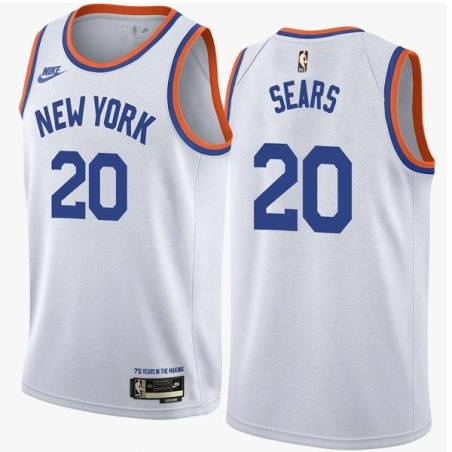 White Classic Kenny Sears Twill Basketball Jersey -Knicks #20 Sears Twill Jerseys, FREE SHIPPING