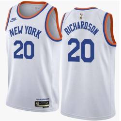 White Classic Micheal Ray Richardson Twill Basketball Jersey -Knicks #20 Richardson Twill Jerseys, FREE SHIPPING