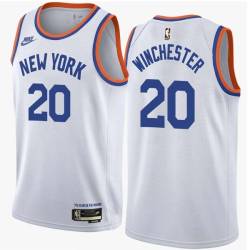 White Classic Kennard Winchester Twill Basketball Jersey -Knicks #20 Winchester Twill Jerseys, FREE SHIPPING