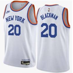 White Classic Rolando Blackman Twill Basketball Jersey -Knicks #20 Blackman Twill Jerseys, FREE SHIPPING