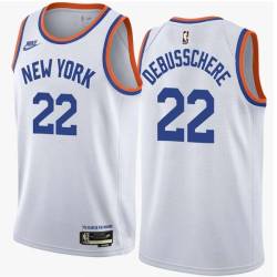 White Classic Dave DeBusschere Twill Basketball Jersey -Knicks #22 DeBusschere Twill Jerseys, FREE SHIPPING