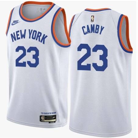 White Classic Marcus Camby Twill Basketball Jersey -Knicks #23 Camby Twill Jerseys, FREE SHIPPING