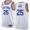 White Classic Derrick Rose Twill Basketball Jersey -Knicks #25 Rose Twill Jerseys, FREE SHIPPING