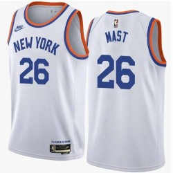 White Classic Eddie Mast Twill Basketball Jersey -Knicks #26 Mast Twill Jerseys, FREE SHIPPING