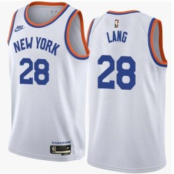 White Classic Andrew Lang Twill Basketball Jersey -Knicks #28 Lang Twill Jerseys, FREE SHIPPING