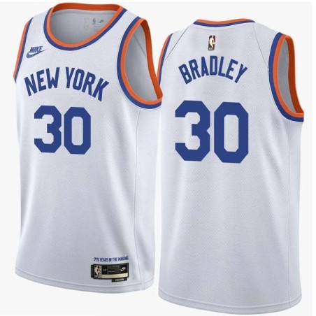 White Classic Alex Bradley Twill Basketball Jersey -Knicks #30 Bradley Twill Jerseys, FREE SHIPPING