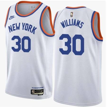 White Classic Frank Williams Twill Basketball Jersey -Knicks #30 Williams Twill Jerseys, FREE SHIPPING