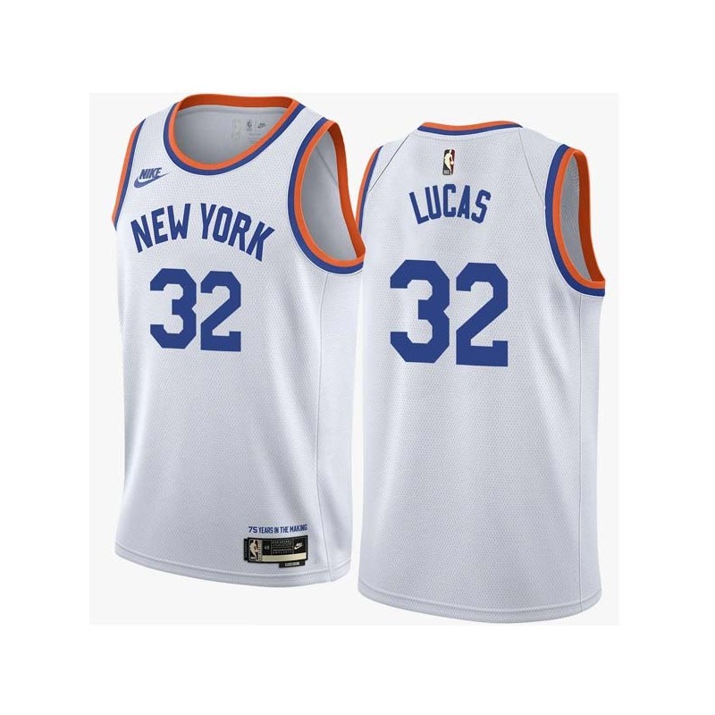 White Classic Jerry Lucas Twill Basketball Jersey -Knicks #32 Lucas Twill Jerseys, FREE SHIPPING