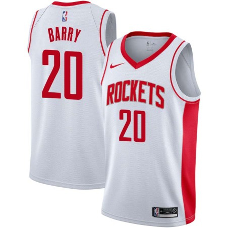 White Jon Barry Twill Basketball Jersey -Rockets #20 Barry Twill Jerseys, FREE SHIPPING