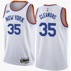 White Classic Jim Cleamons Twill Basketball Jersey -Knicks #35 Cleamons Twill Jerseys, FREE SHIPPING