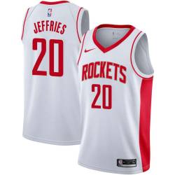 White Jared Jeffries Twill Basketball Jersey -Rockets #20 Jeffries Twill Jerseys, FREE SHIPPING