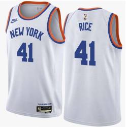 White Classic Glen Rice Twill Basketball Jersey -Knicks #41 Rice Twill Jerseys, FREE SHIPPING