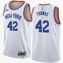 White Classic Lance Thomas Twill Basketball Jersey -Knicks #42 Thomas Twill Jerseys, FREE SHIPPING