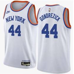 White Classic Glen Gondrezick Twill Basketball Jersey -Knicks #44 Gondrezick Twill Jerseys, FREE SHIPPING