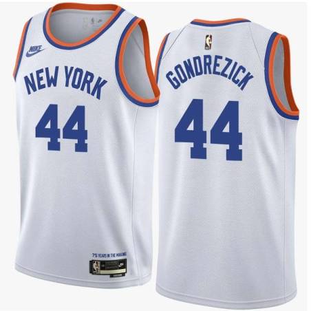 White Classic Glen Gondrezick Twill Basketball Jersey -Knicks #44 Gondrezick Twill Jerseys, FREE SHIPPING