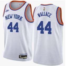 White Classic John Wallace Twill Basketball Jersey -Knicks #44 Wallace Twill Jerseys, FREE SHIPPING