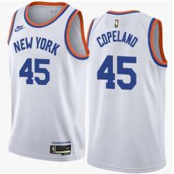 White Classic Hollis Copeland Twill Basketball Jersey -Knicks #45 Copeland Twill Jerseys, FREE SHIPPING