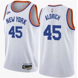 White Classic Cole Aldrich Twill Basketball Jersey -Knicks #45 Aldrich Twill Jerseys, FREE SHIPPING