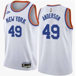 White Classic Shandon Anderson Twill Basketball Jersey -Knicks #49 Anderson Twill Jerseys, FREE SHIPPING