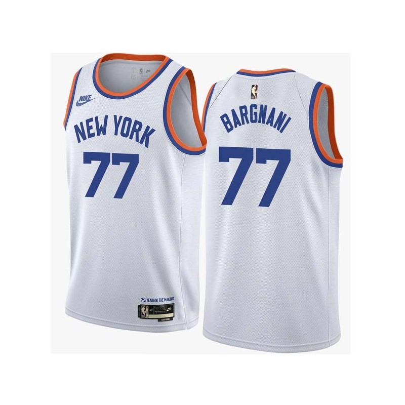 White Classic Andrea Bargnani Twill Basketball Jersey -Knicks #77 Bargnani Twill Jerseys, FREE SHIPPING