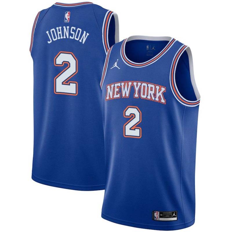 Blue2 Larry Johnson Twill Basketball Jersey -Knicks #2 Johnson Twill Jerseys, FREE SHIPPING
