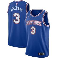 Blue2 Don Ackerman Twill Basketball Jersey -Knicks #3 Ackerman Twill Jerseys, FREE SHIPPING