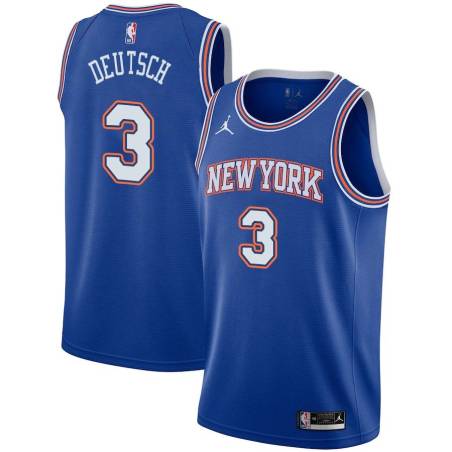 Blue2 Dave Deutsch Twill Basketball Jersey -Knicks #3 Deutsch Twill Jerseys, FREE SHIPPING