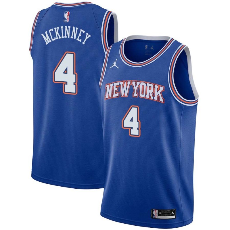 Blue2 Carlton McKinney Twill Basketball Jersey -Knicks #4 McKinney Twill Jerseys, FREE SHIPPING