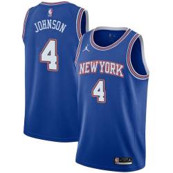 Blue2 DeMarco Johnson Twill Basketball Jersey -Knicks #4 Johnson Twill Jerseys, FREE SHIPPING