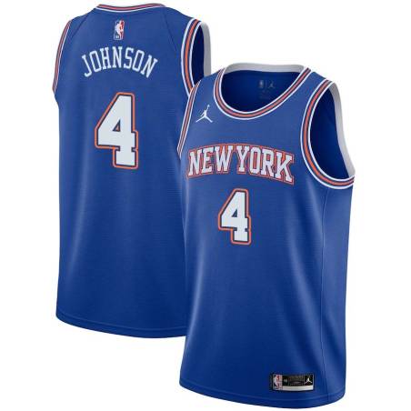 Blue2 DeMarco Johnson Twill Basketball Jersey -Knicks #4 Johnson Twill Jerseys, FREE SHIPPING