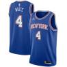 Blue2 James White Twill Basketball Jersey -Knicks #4 White Twill Jerseys, FREE SHIPPING