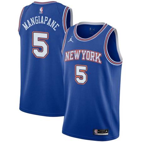 Blue2 Frank Mangiapane Twill Basketball Jersey -Knicks #5 Mangiapane Twill Jerseys, FREE SHIPPING