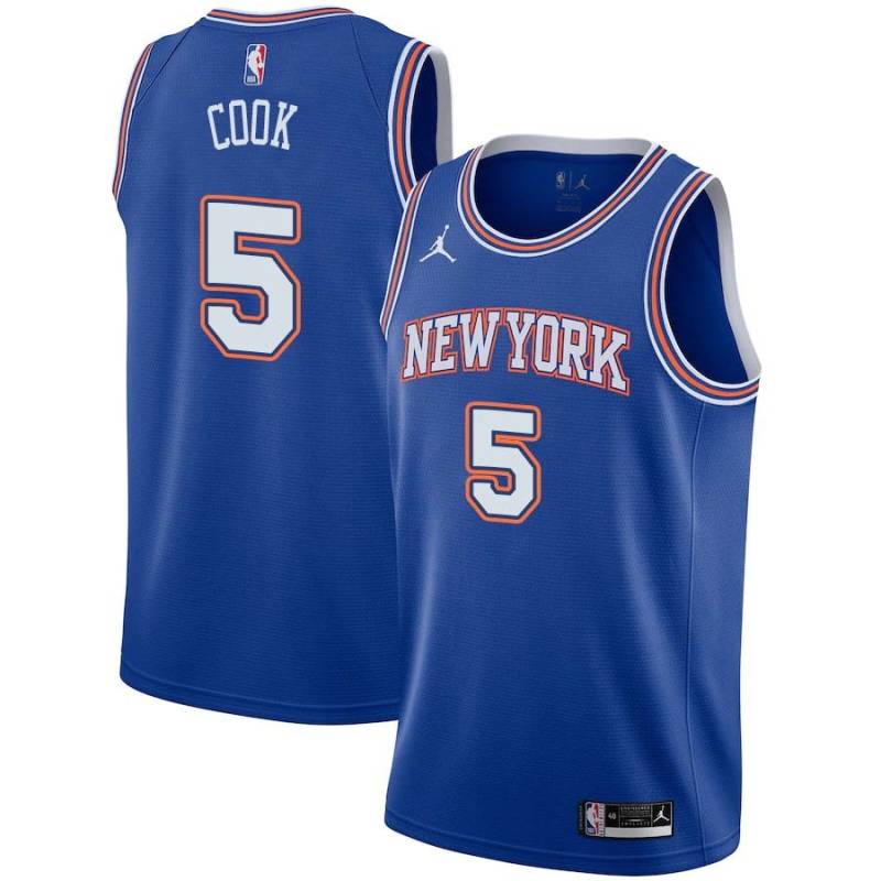 Blue2 Bert Cook Twill Basketball Jersey -Knicks #5 Cook Twill Jerseys, FREE SHIPPING