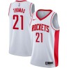 White Kenny Thomas Twill Basketball Jersey -Rockets #21 Thomas Twill Jerseys, FREE SHIPPING