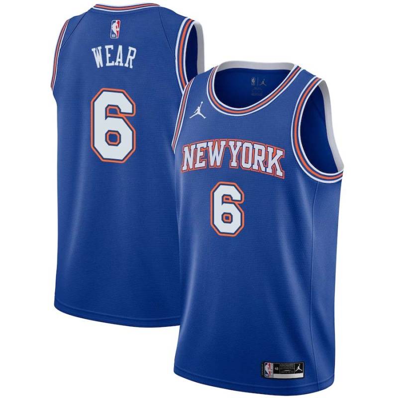 Blue2 Travis Wear Twill Basketball Jersey -Knicks #6 Wear Twill Jerseys, FREE SHIPPING