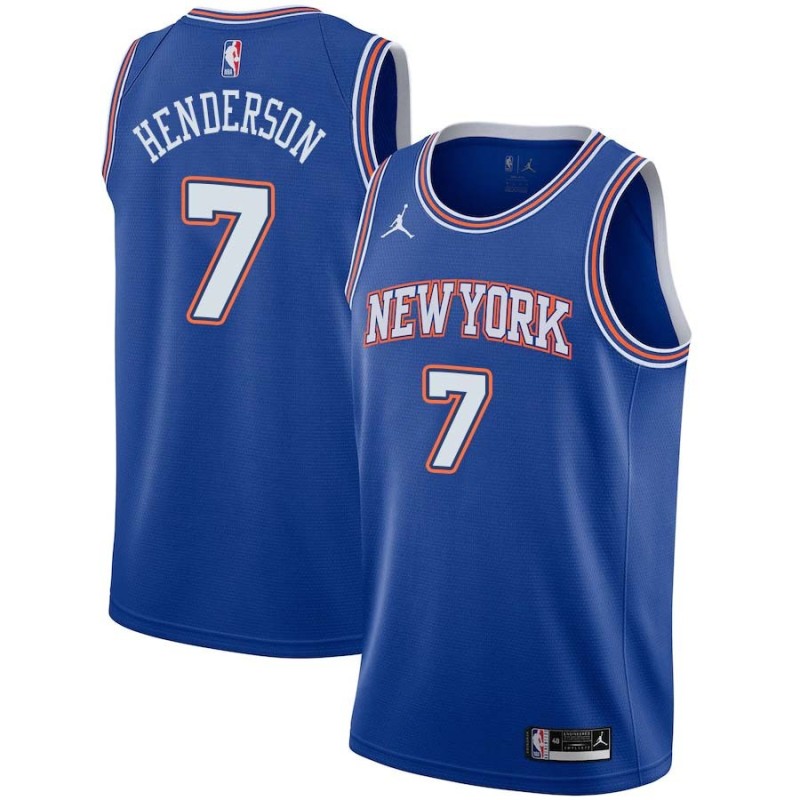 Blue2 Gerald Henderson Twill Basketball Jersey -Knicks #7 Henderson Twill Jerseys, FREE SHIPPING