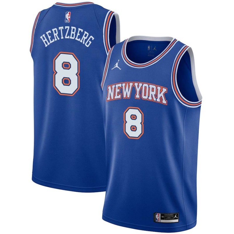 Blue2 Sonny Hertzberg Twill Basketball Jersey -Knicks #8 Hertzberg Twill Jerseys, FREE SHIPPING